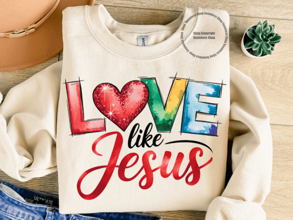 Jesus Love PNG, Sequin Heart Valentine T-Shirt Designs