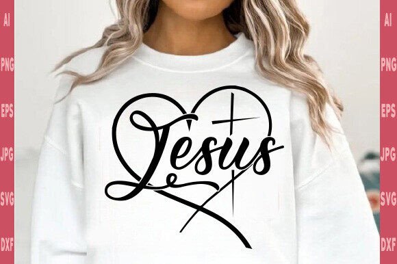Jesus SVG Heart Cross Christian SVG for T-Shirt Designs