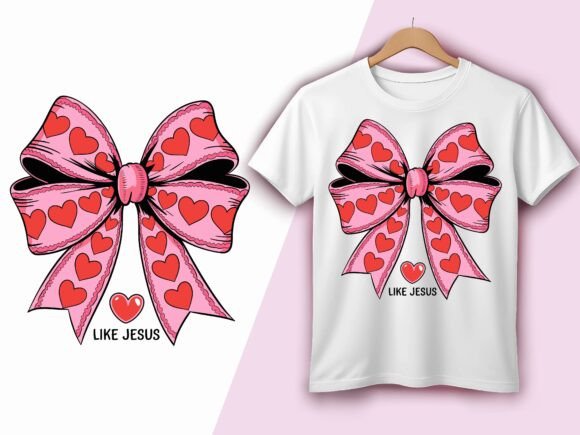 Love Like Jesus Pink Bow Valentine T-Shirt Designs