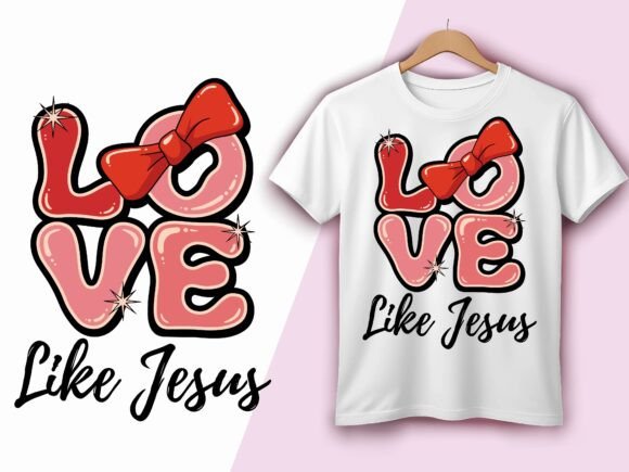 Love Like Jesus Sparkling Bow Faith T-Shirt Designs